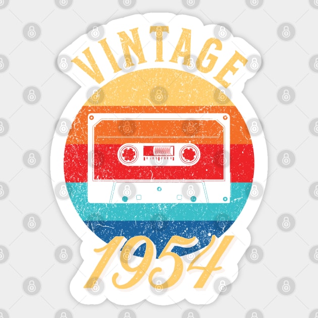 Vintage Year Since 1954 | Cassette | 68th Birthday Gift Sticker by jiromie